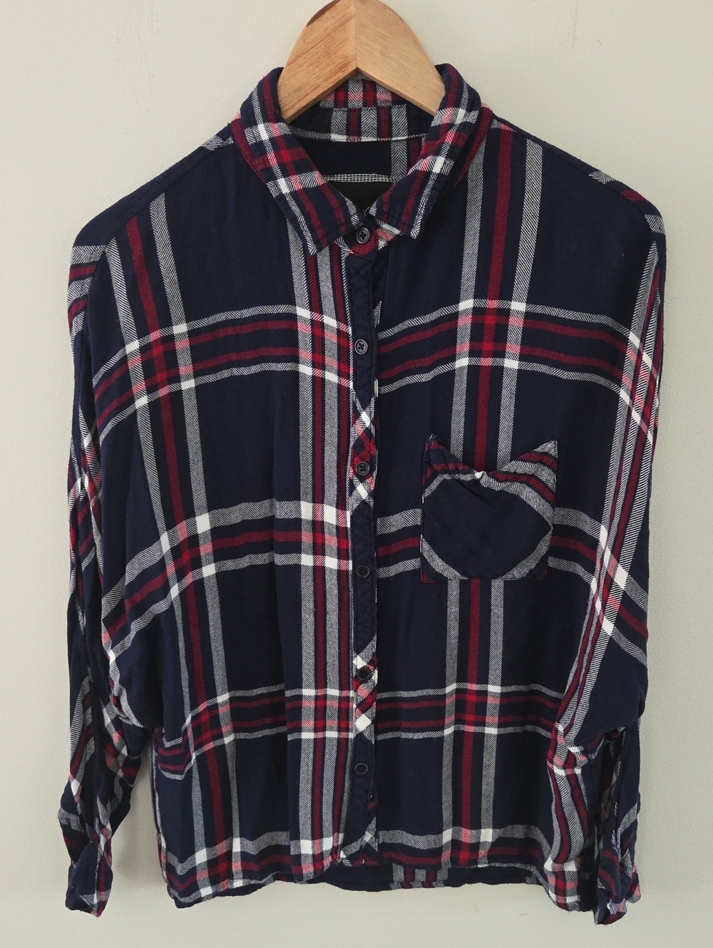 Rails Oversized Dark Navy W/ Red & White Plaid -  Button-Down Shirt